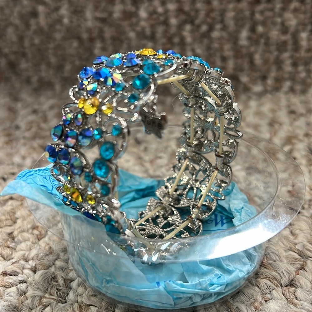Willabee & Ward Butterfly Blue and Yellow Crystal Bracelet June Birthday